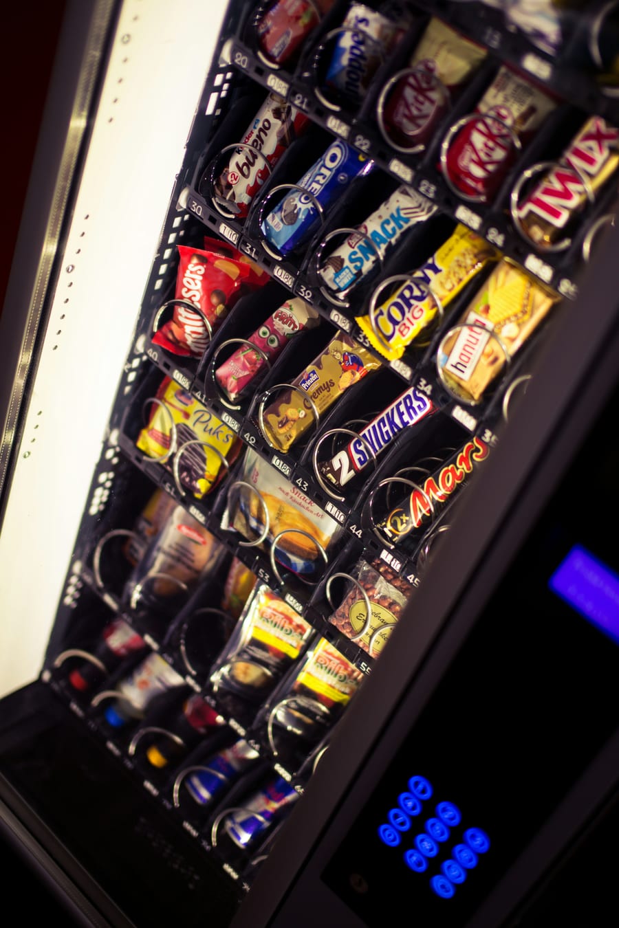 Fully stocked snack vending machine